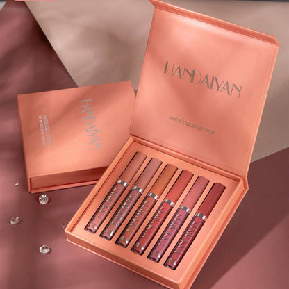 6-Piece Velvet Matte Liquid Lipstick Set with a waterproof, long-lasting, non-sticky formula in stunning nude shades. Quick-drying with up to 24-hour stay, ideal for daily use or as a makeup gift for women, Combo Pack (6 x 2.5ML each).