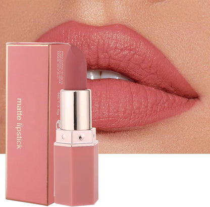 Handaiyan Matte Lipstick Set of 6 – Long Lasting Velvet Lip Gloss, Highly Pigmented, Hydrating, Non-Stick Cup Lip Stain in Peach, Pink & Nude Shades for Women & Girls