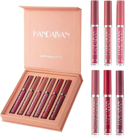6-Piece Velvet Matte Liquid Lipstick Set with a waterproof, long-lasting, non-sticky formula in stunning nude shades. Quick-drying with up to 24-hour stay, ideal for daily use or as a makeup gift for women, Combo Pack (6 x 2.5ML each).