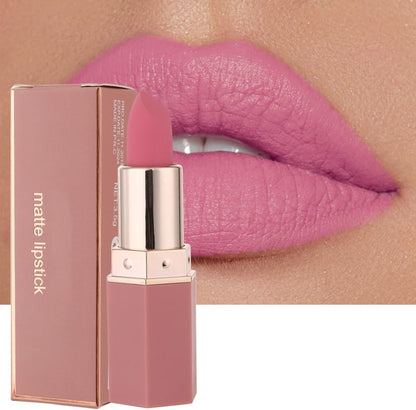 Handaiyan Matte Lipstick Set of 6 – Long Lasting Velvet Lip Gloss, Highly Pigmented, Hydrating, Non-Stick Cup Lip Stain in Peach, Pink & Nude Shades for Women & Girls