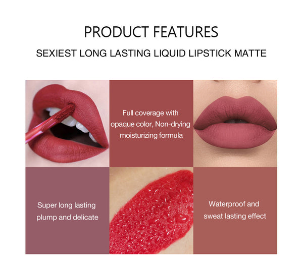 6-Piece Velvet Matte Liquid Lipstick Set with a waterproof, long-lasting, non-sticky formula in stunning nude shades. Quick-drying with up to 24-hour stay, ideal for daily use or as a makeup gift for women, Combo Pack (6 x 2.5ML each).