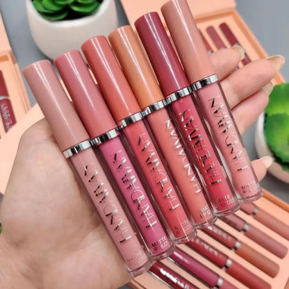 6-Piece Velvet Matte Liquid Lipstick Set with a waterproof, long-lasting, non-sticky formula in stunning nude shades. Quick-drying with up to 24-hour stay, ideal for daily use or as a makeup gift for women, Combo Pack (6 x 2.5ML each).