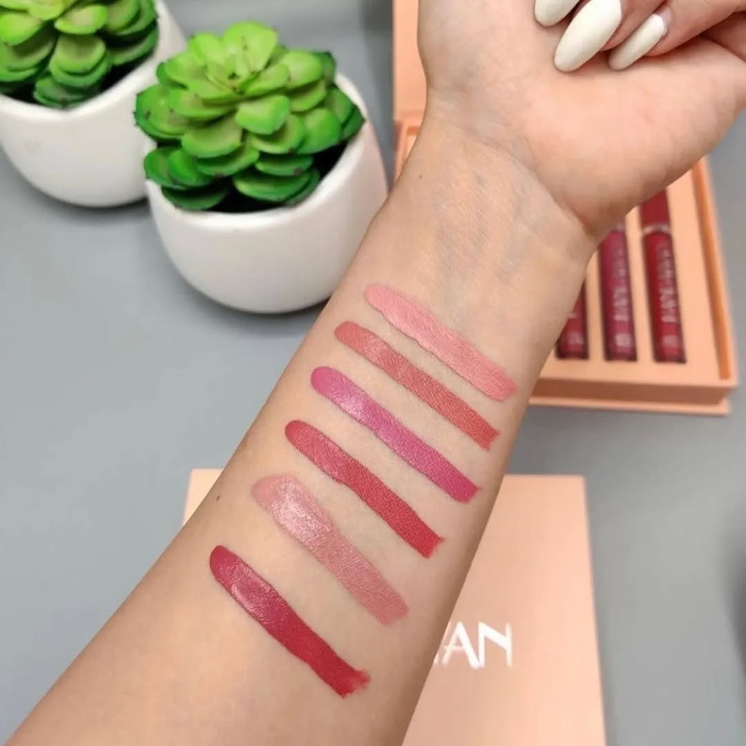 6-Piece Velvet Matte Liquid Lipstick Set with a waterproof, long-lasting, non-sticky formula in stunning nude shades. Quick-drying with up to 24-hour stay, ideal for daily use or as a makeup gift for women, Combo Pack (6 x 2.5ML each).