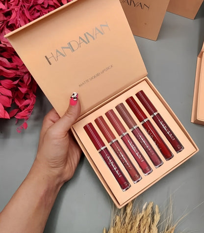 6-Piece Velvet Matte Liquid Lipstick Set with a waterproof, long-lasting, non-sticky formula in stunning nude shades. Quick-drying with up to 24-hour stay, ideal for daily use or as a makeup gift for women, Combo Pack (6 x 2.5ML each).
