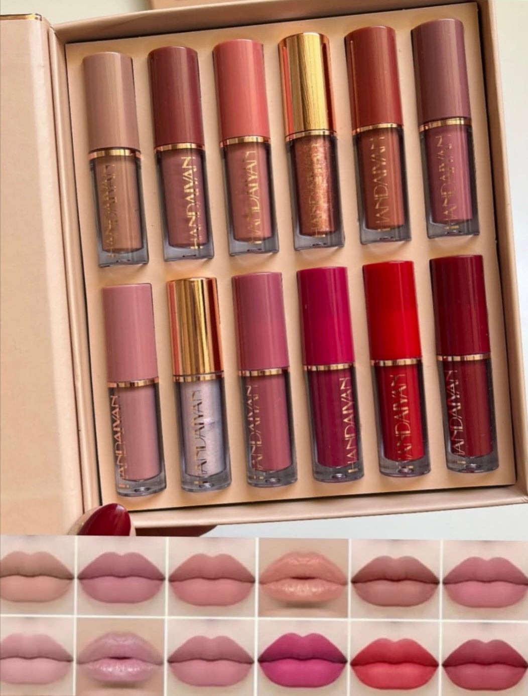 12-Piece Velvet Matte Liquid Lipstick Set with waterproof, long-lasting, non-sticky formula in stunning nude shades. Quick-drying with up to 24-hour stay, ideal for daily use or as a makeup gift for women. (2.5ML X 12)