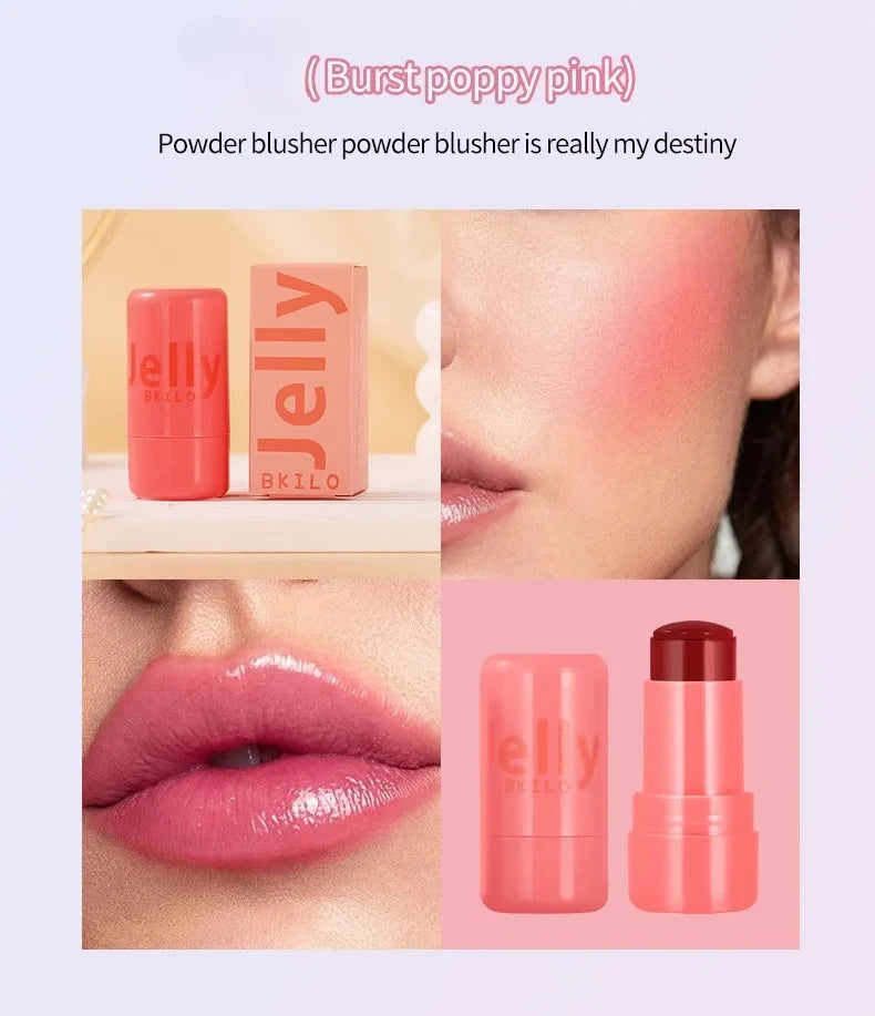 4 Colors Jelly Blush Stick Lip Balm Eyeshadow 3-in-1 Multi-Use Matte Blush Moisturize Brighten Lip Gloss Multi-Use Blush Makeup