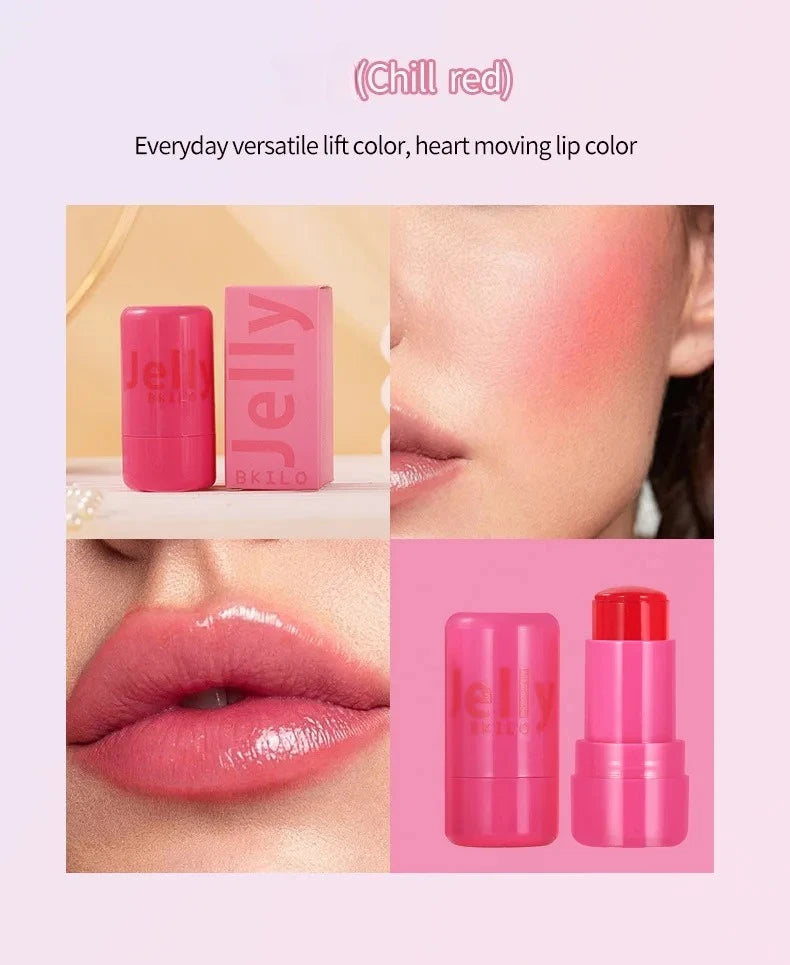 4 Colors Jelly Blush Stick Lip Balm Eyeshadow 3-in-1 Multi-Use Matte Blush Moisturize Brighten Lip Gloss Multi-Use Blush Makeup