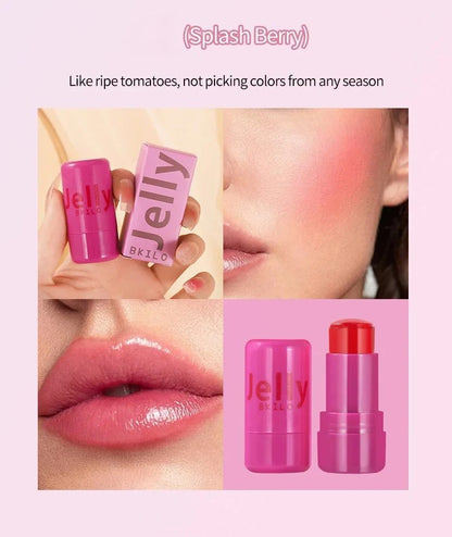 4 Colors Jelly Blush Stick Lip Balm Eyeshadow 3-in-1 Multi-Use Matte Blush Moisturize Brighten Lip Gloss Multi-Use Blush Makeup