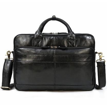 Premium 100% Genuine Cowhide Leather Unisex Briefcase – Handmade 16" Inch Vintage Executive Laptop, MacBook, Business & Office Shoulder Bag – Stylish, Durable & Perfect for Professionals.