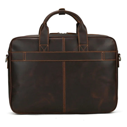 Premium 100% Genuine Cowhide Leather Unisex Briefcase – Handmade 16" Inch Vintage Executive Laptop, MacBook, Business & Office Shoulder Bag – Stylish, Durable & Perfect for Professionals.