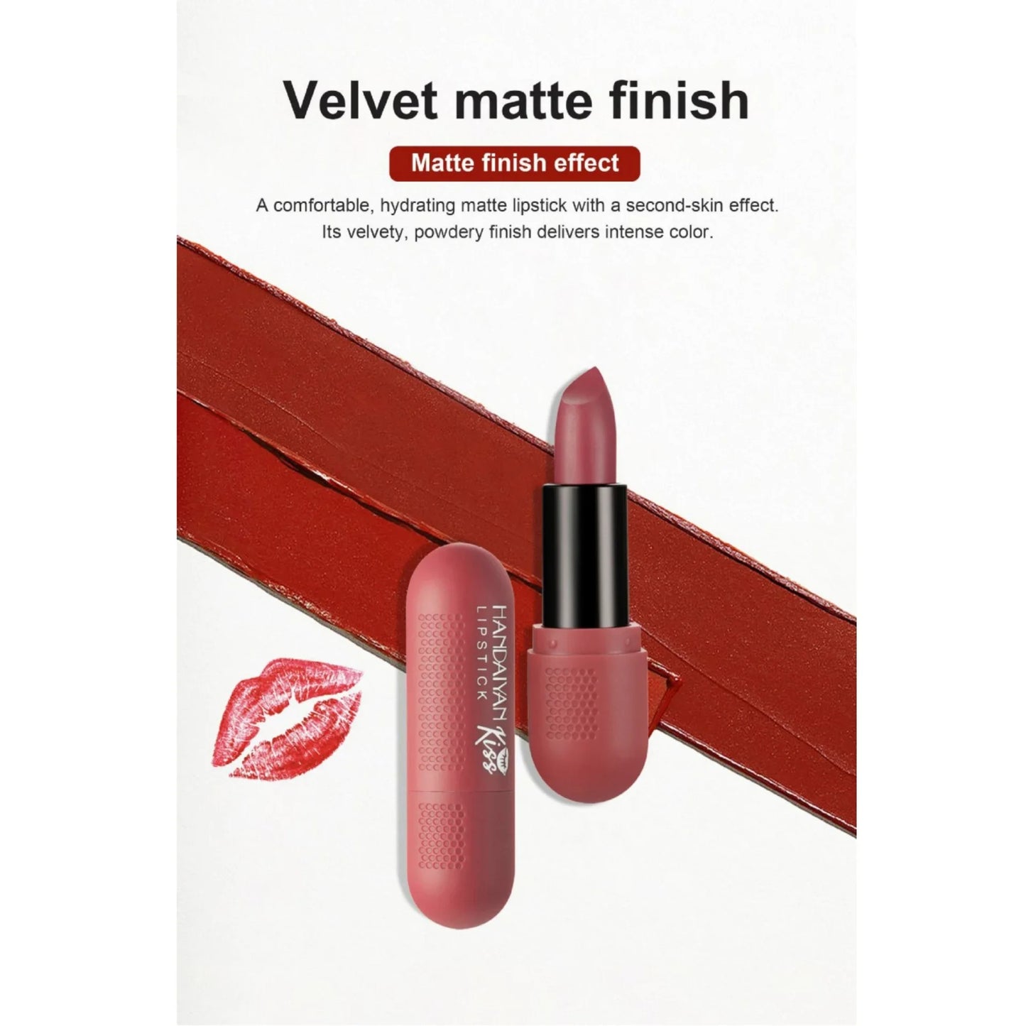 Handaiyan Matte Lipstick Set of 6 – Long Lasting Velvet Lip Gloss, Highly Pigmented, Hydrating, Non-Stick Cup Lip Stain in Peach, Pink & Nude Shades for Women & Girls
