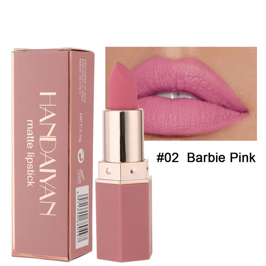Handaiyan Matte Lipstick Set of 6 – Long Lasting Velvet Lip Gloss, Highly Pigmented, Hydrating, Non-Stick Cup Lip Stain in Peach, Pink & Nude Shades for Women & Girls