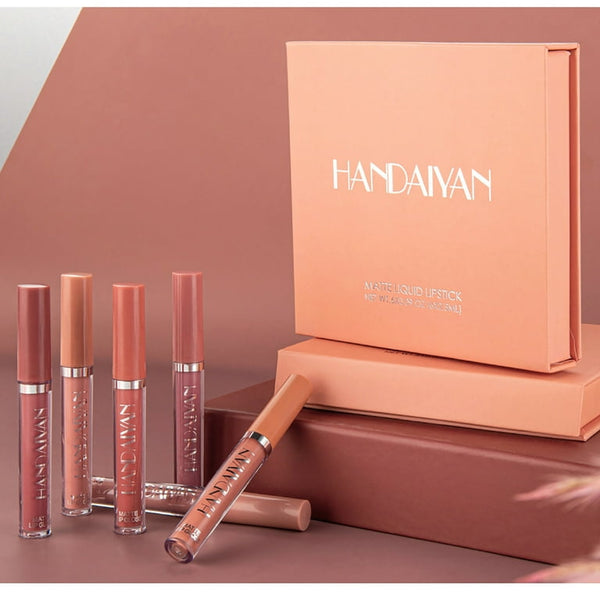 6-Piece Velvet Matte Liquid Lipstick Set with a waterproof, long-lasting, non-sticky formula in stunning nude shades. Quick-drying with up to 24-hour stay, ideal for daily use or as a makeup gift for women, Combo Pack (6 x 2.5ML each).