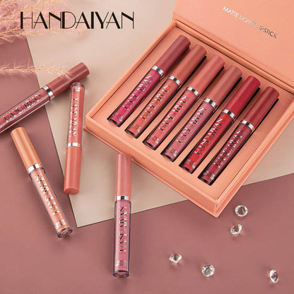 6-Piece Velvet Matte Liquid Lipstick Set with a waterproof, long-lasting, non-sticky formula in stunning nude shades. Quick-drying with up to 24-hour stay, ideal for daily use or as a makeup gift for women, Combo Pack (6 x 2.5ML each).