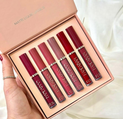 6-Piece Velvet Matte Liquid Lipstick Set with a waterproof, long-lasting, non-sticky formula in stunning nude shades. Quick-drying with up to 24-hour stay, ideal for daily use or as a makeup gift for women, Combo Pack (6 x 2.5ML each).