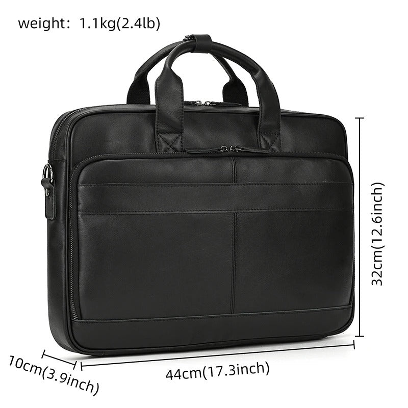 Premium 100% Genuine Cowhide Leather Unisex Briefcase – Handmade 16" Inch Vintage Executive Laptop, MacBook, Business & Office Shoulder Bag – Stylish, Durable & Perfect for Professionals.