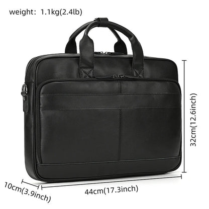 Premium 100% Genuine Cowhide Leather Unisex Briefcase – Handmade 16" Inch Vintage Executive Laptop, MacBook, Business & Office Shoulder Bag – Stylish, Durable & Perfect for Professionals.